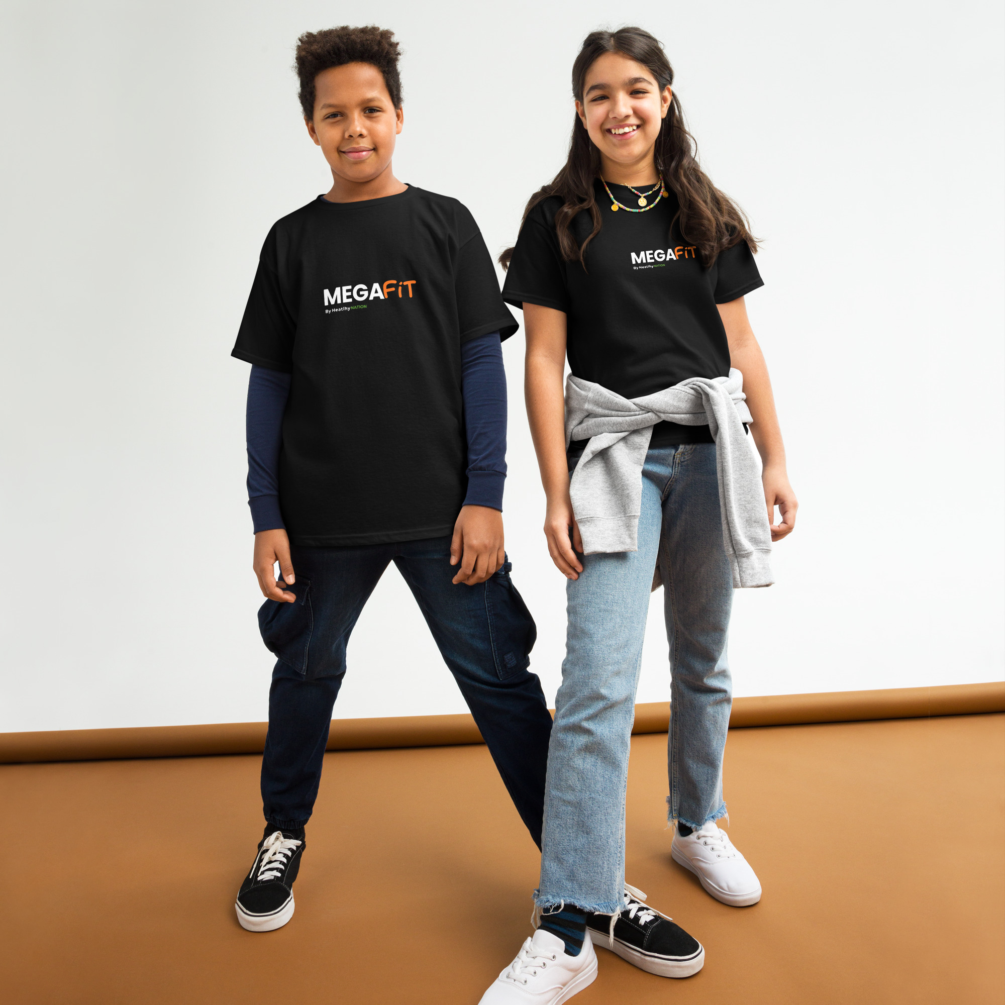 The Mega Fit youth tee in black